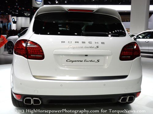 The rear end of the 2014 Porsche Cayenne Turbo S