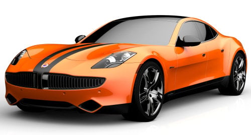 Fisker Karma in Gloss Burnt Orange and Brushed Black Metallic “October Sun” 