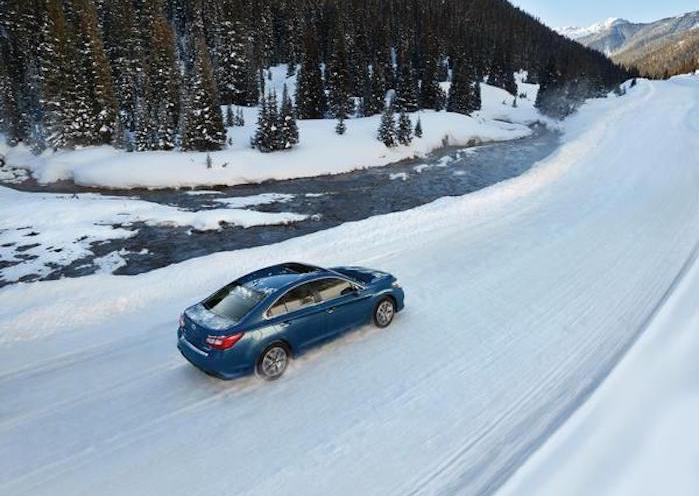 2019 Subaru Legacy on a snow covered road