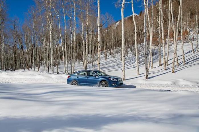 2019 Subaru Legacy driving in deep snow