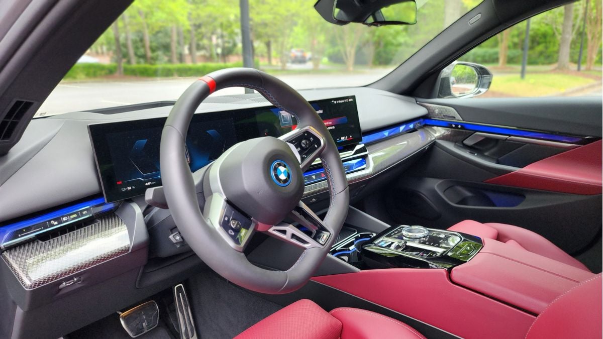 2024 BMW i5 M60 xDrive front interior and infotainment