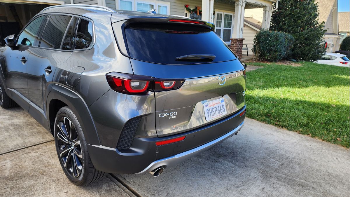 2024 Mazda CX-50 Review: rear view of the exterior