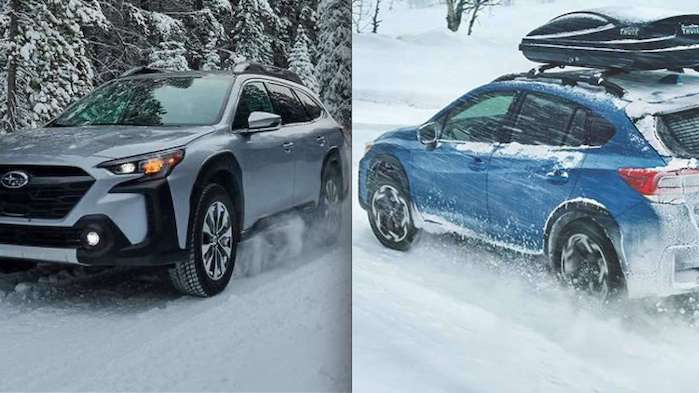 2024 Subaru Outback, 2024 Subaru Crosstrek in the snow