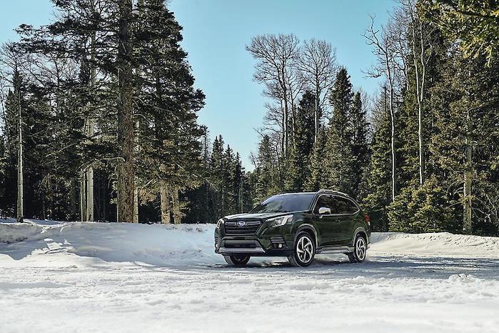 2024 Subaru Forester in a snowy field