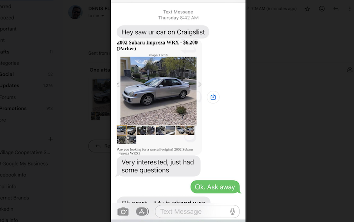 text from used car scammer