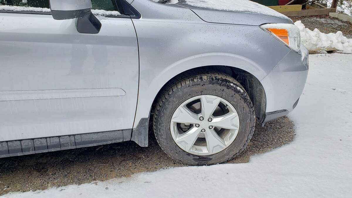 Image of Falken WildPeak A/T Trail tire in snow by John Goreham