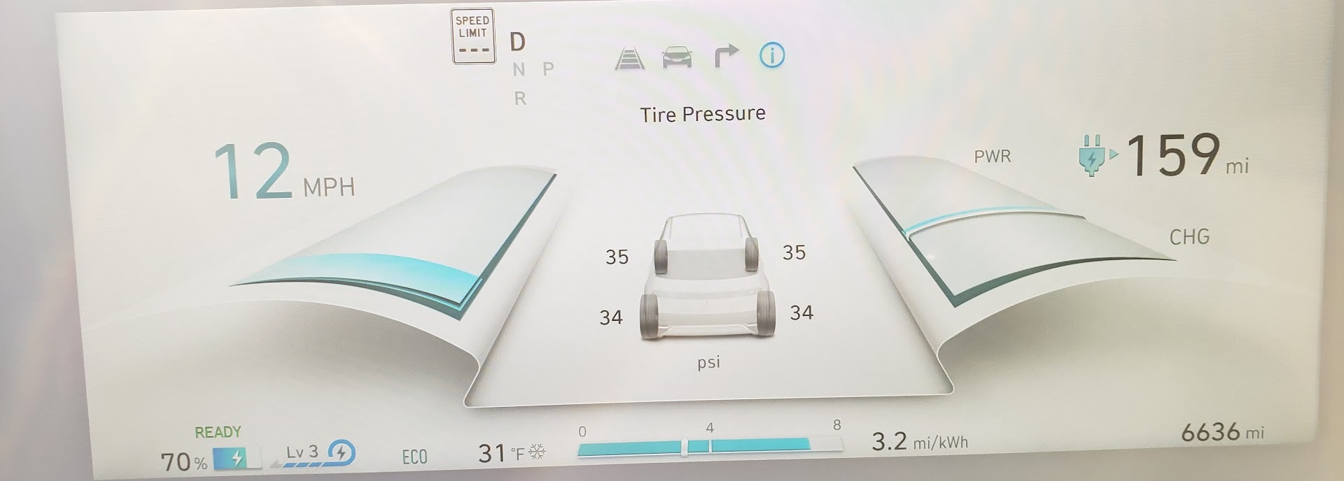 Image of Hyundai tire pressure readout by John Goreham