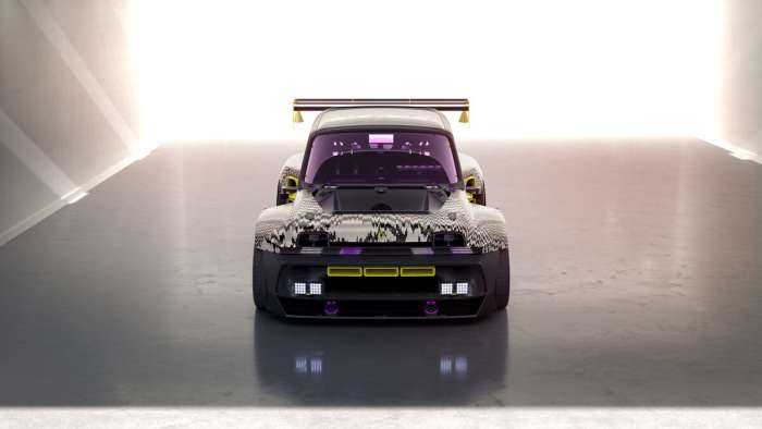 Image showing the front of the Renault 5 Turbo 3E with its flared fenders.