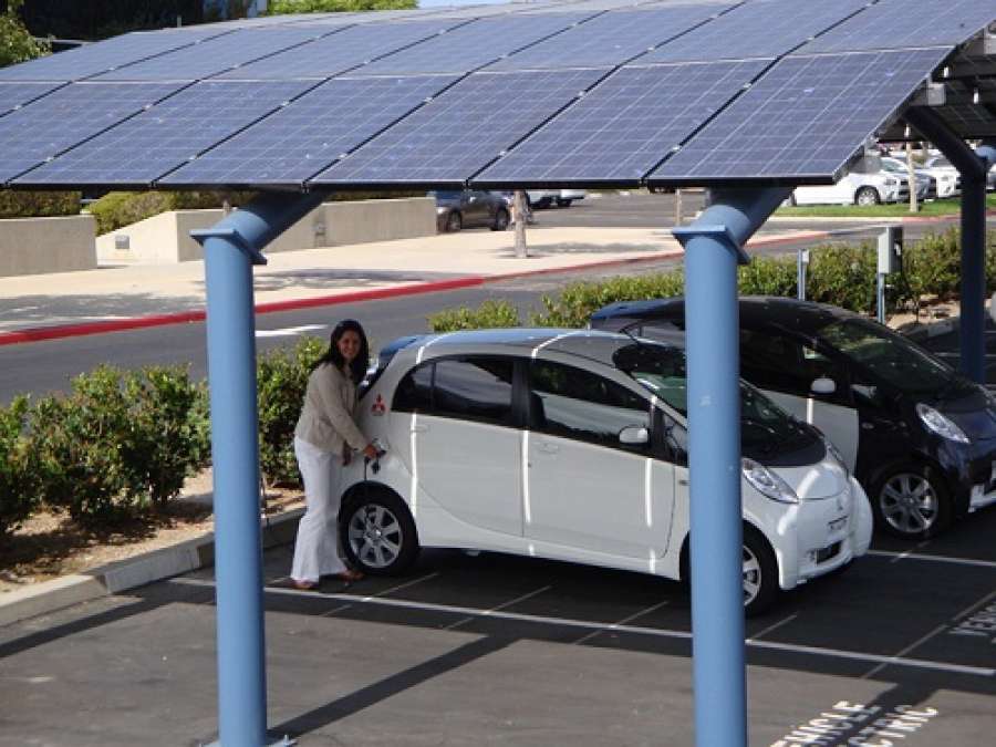 Electric car solar charging