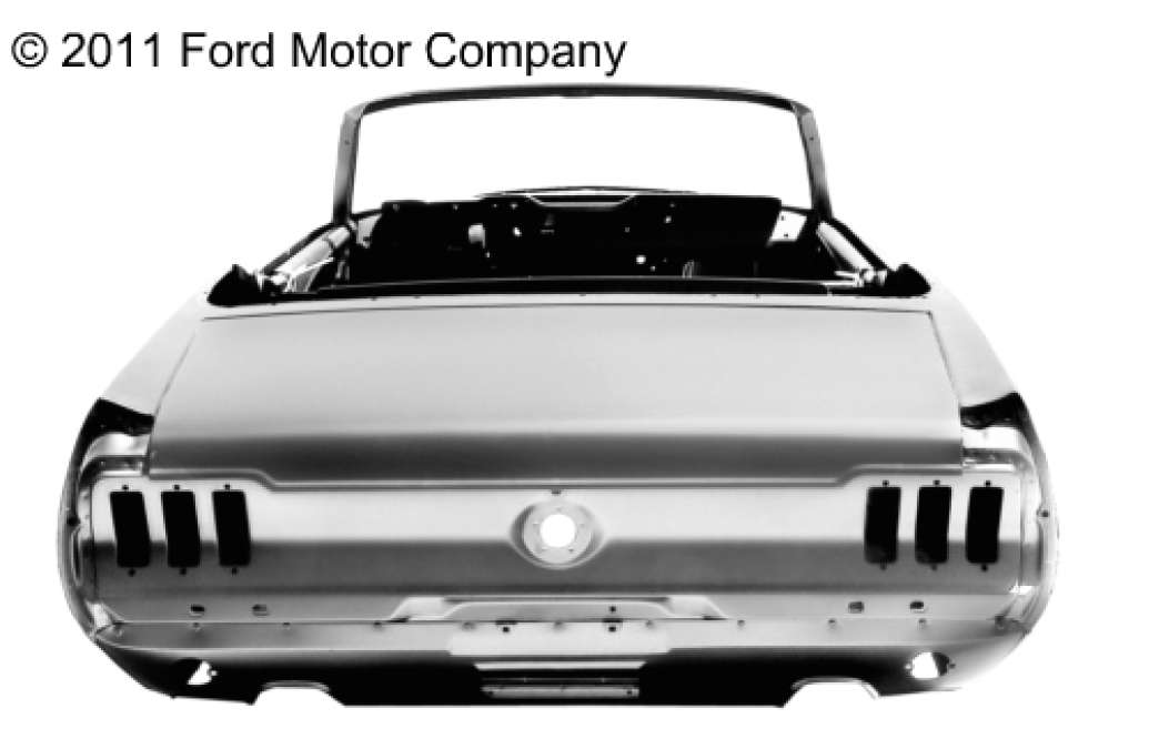 The 1967 Mustang convertible body shell is the fourth reproduction body licensed