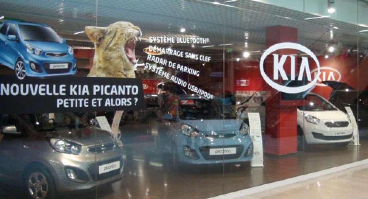 Kia Picanto on sale at a Paris mall