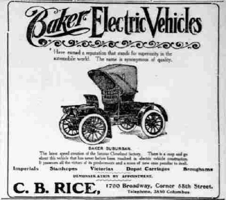 Baker Electric Vehicles ad