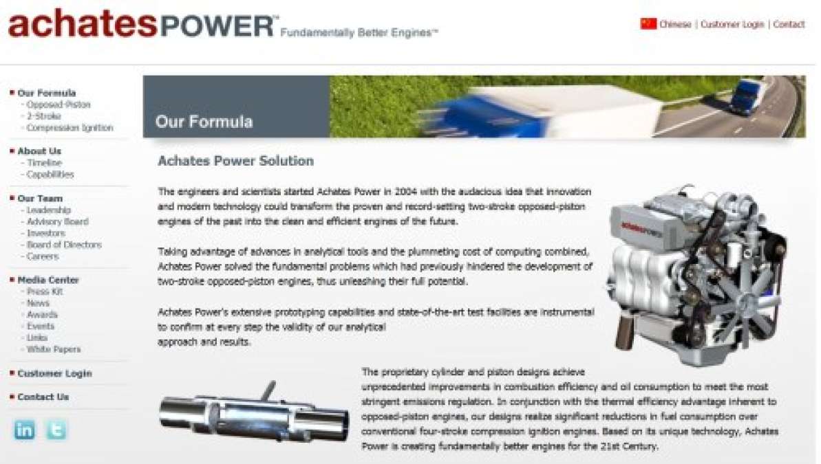 Achates Power Webpage: Opposed-Piston engine 