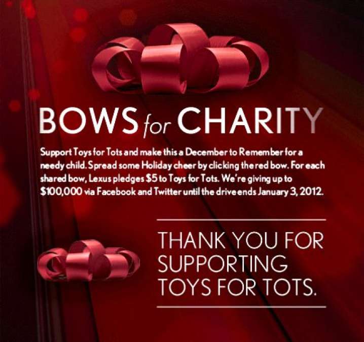 Lexus Bows for Charity page on Facebook