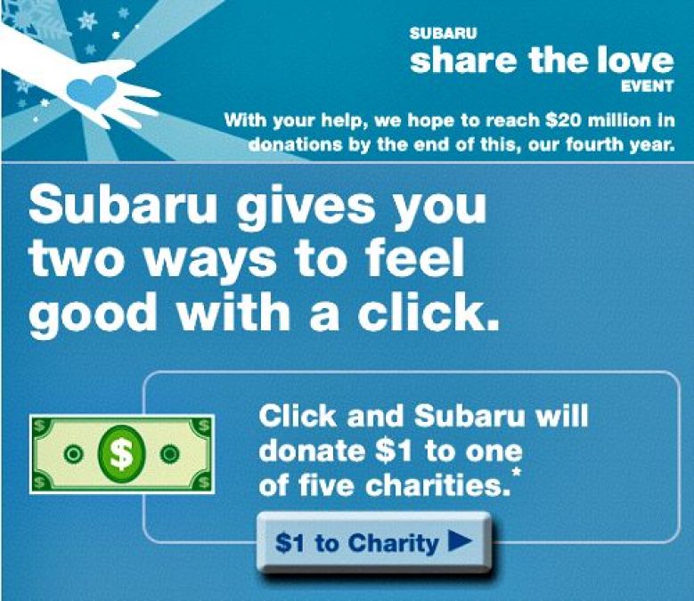 The Subaru of America Share the Love Facebook tab