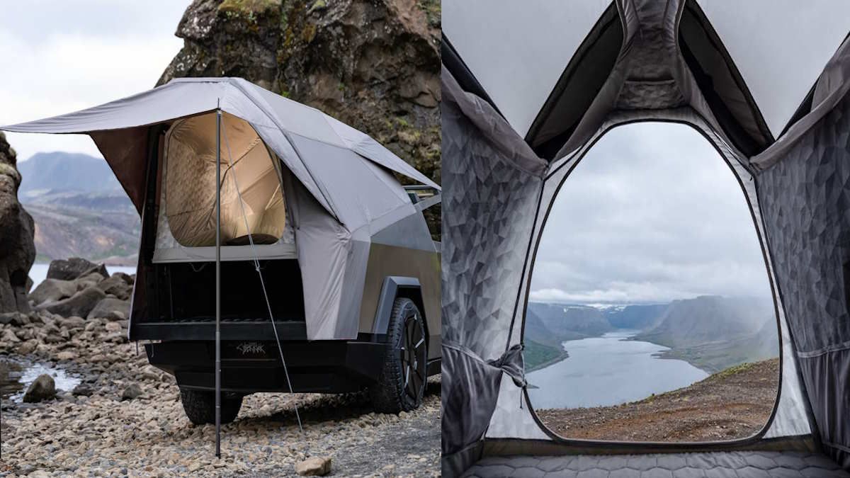 Tesla Cybertruck Has a "Basecamp" Tent Accessory For $3,000 - It Attaches To The Cybertruck and Inflates In Minutes