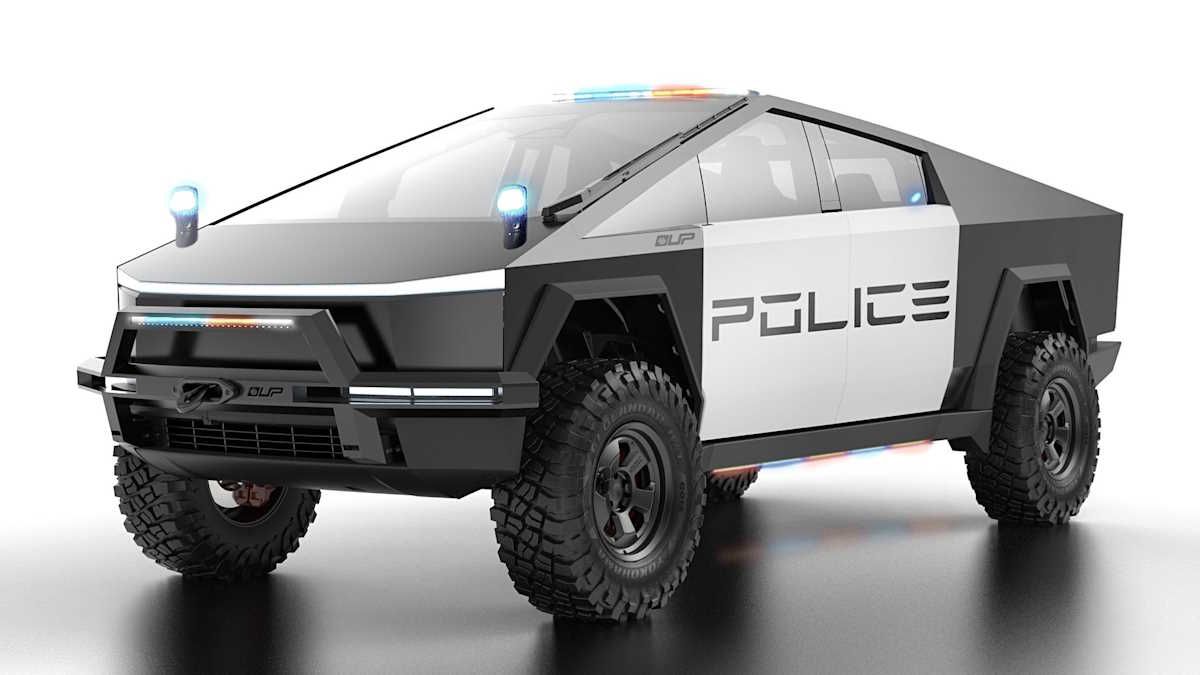 Next Generation Cybertruck Police Vehicle Shown With 18 Inch Forged Cybertruck Wheels