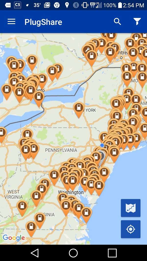 DC Fast Charger map