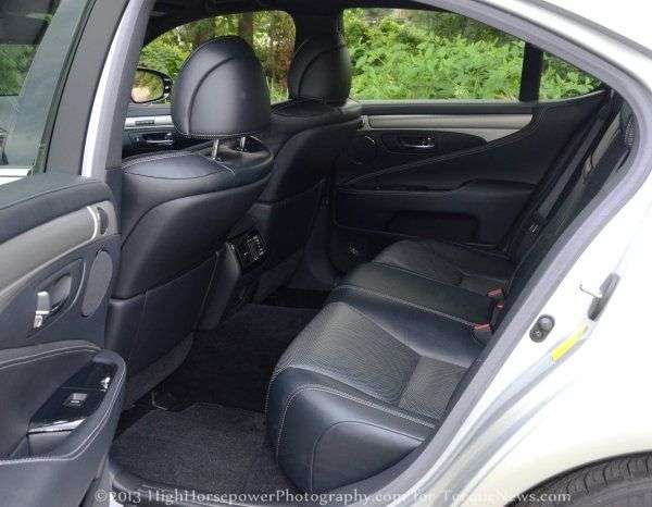 The rear seats of the 2013 Lexus LS460 F Sport AWD