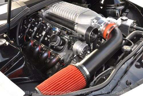 The supercharged LSX engine of the Chevrolet Camaro COPO Concept