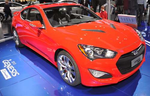The front end of the 2013 Hyundai Genesis Coupe 3.8