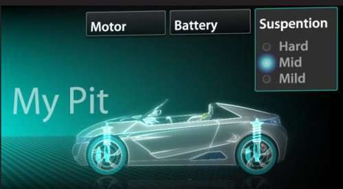 The suspension selection screen of the Honda EV-STER Concept