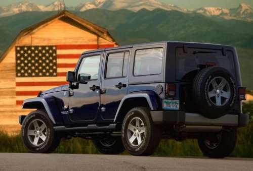 The rear end of the 2012 Jeep Wrangler Freedom Edition