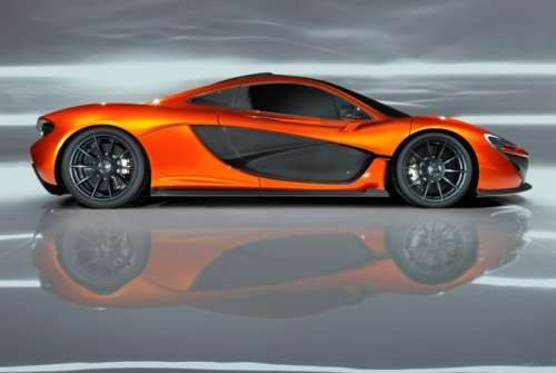 The 2013 McLaren P1 Supercar from the side