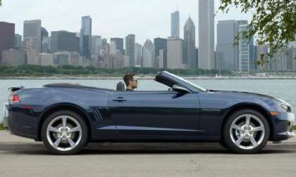 The 2014 Chevrolet Camaro Convertible with the top down