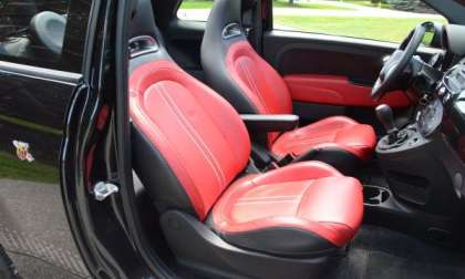 The front seats of the 2013 Fiat 500C Abarth