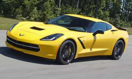 The front end of the 2014 Chevrolet Corvette Stingray Z51 in Velocity Yellow