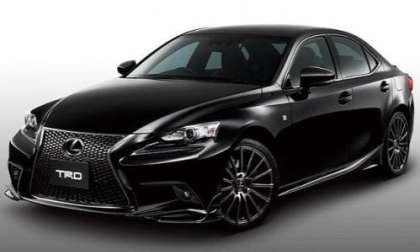 The front end of the 2014 Lexus IS wearing TRD accessories