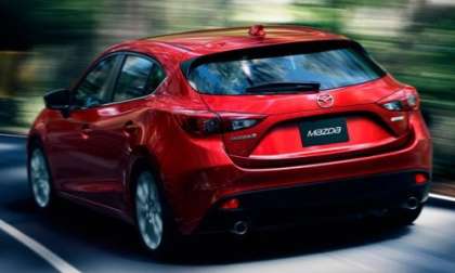 The rear end of the 2014 Mazda3