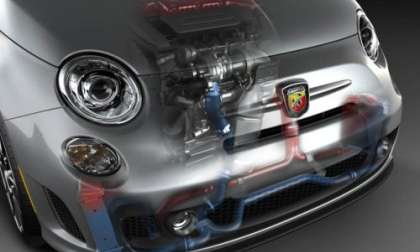 A look at the induction setup of the 2012 Fiat 500 Abarth