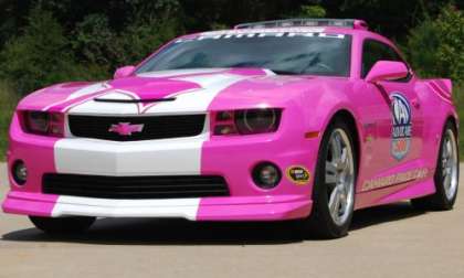 The Chevrolet Camaro pace car in bright pink