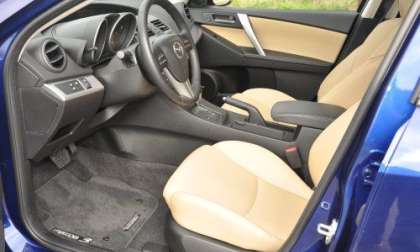 The interior of the 2012 Mazda 3i Grand Touring sedan