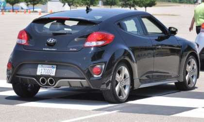 A rear end of the 2012 Hyundai Veloster Turbo