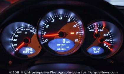 A closer look at the gauge cluster of the 2012 Porsche Boxster S