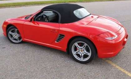 The 2012 Porsche Boxster S from the back with the top up
