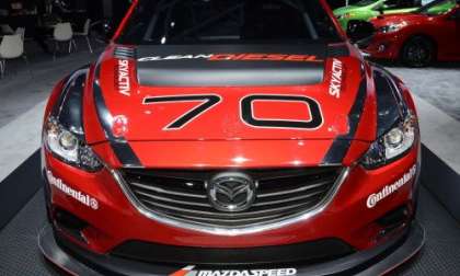 The front end of the 2014 Mazda 6 Skyactiv-D race car