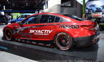 The side profile of the 2014 Mazda 6 Skyactiv-D race car