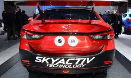 The rear end of the 2014 Mazda 6 Skyactiv-D race car