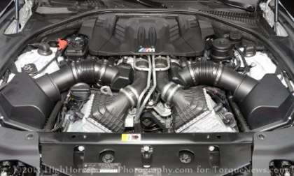 The engine bay of the 2014 BMW M6 Gran Coupe 