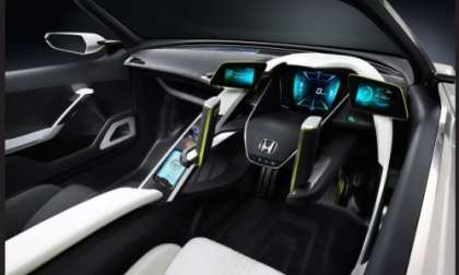 The Honda EV-STER Concept dash board and steering controls