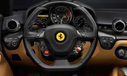 The steering wheel of the Ferrari F12 Berlinetta