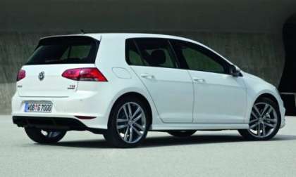 The rear end of the 2014 Volkswagen Golf R-Line