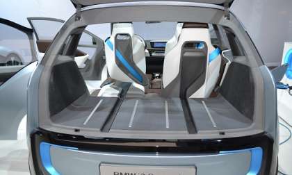 The rear cargo area of the BMW i3