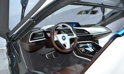 A look a the steeering wheel and dash of the BMW i8