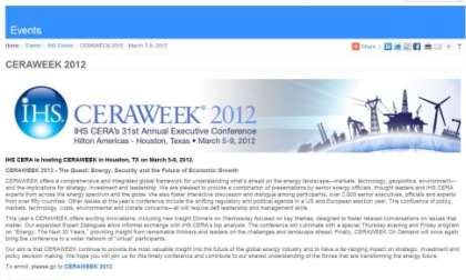 IHS website page for CERAWEEK 2012