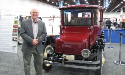 1916 Detroit Electric and owner, Jack Beatty at SAE World Congress 2012
